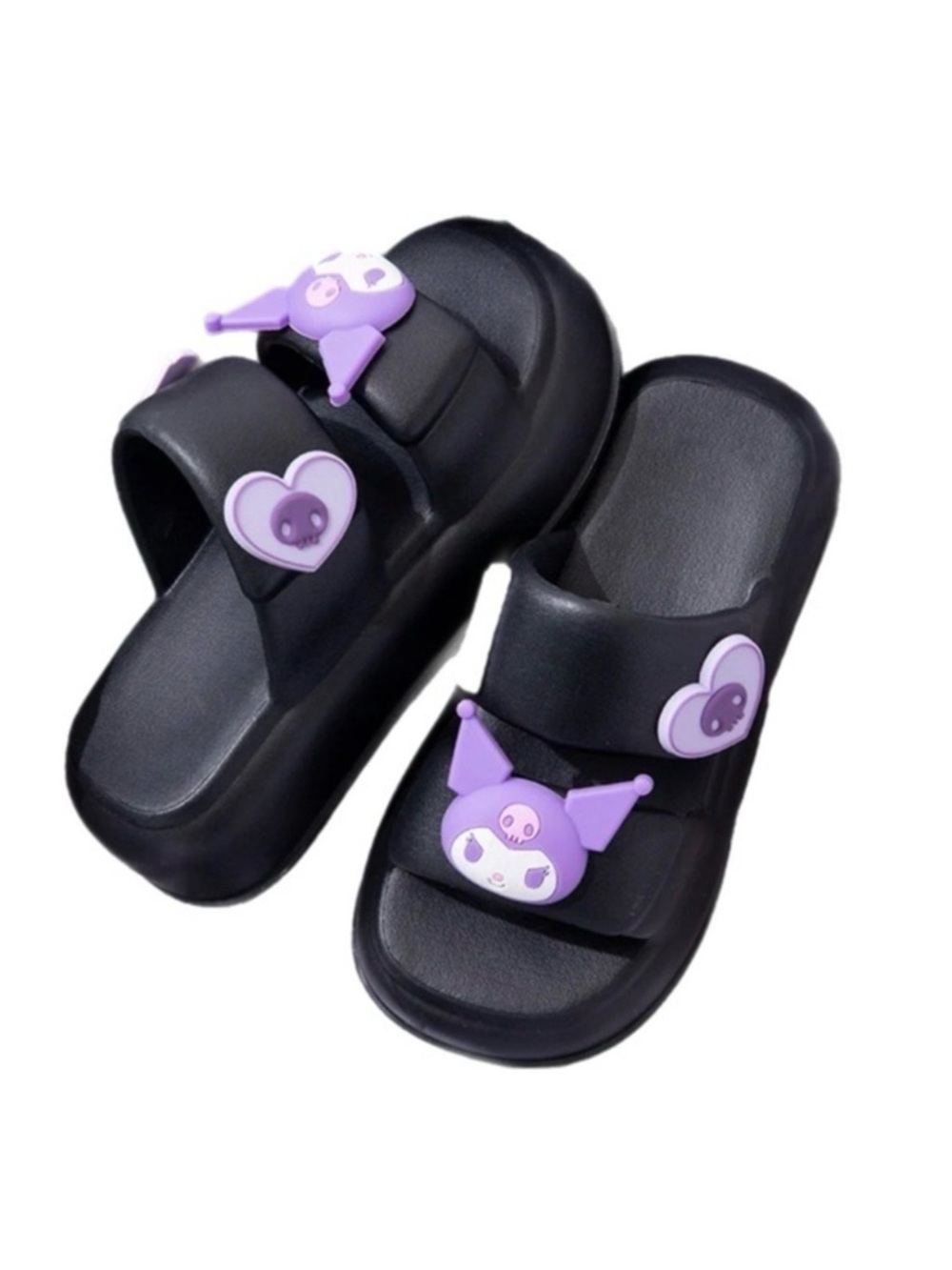 Joykawaii | Sanrio Kuromi Double Star Waterproof EVA Black Slide Sandals